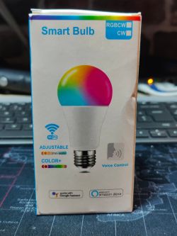 Packaging of Gleco Smart Bulb 15W RGB smart bulb.