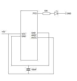 Atmega328P i STK500 - Dioda LED nie świeci mimo wgranego programu Blink