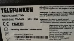 Telefunken TE32269s27yxd - Solo led stand-by sempre lampeggiante. Testato barre