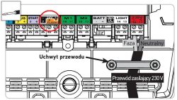 Złącza 7, 8, 9 na sterowniku automatyki bramy, w tym zacisk FLASH 24V
