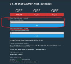 OBK web UI screenshot with three OFF switches and timer sections for Channel 2 and Channel 4