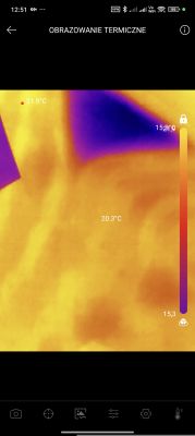 Thermal image showing temperatures from 15.3°C to 21.9°C