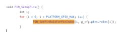C code snippet setting GPIO pin roles