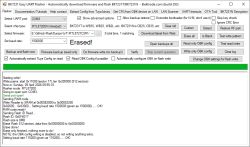 Screenshot of BK7231 Easy UART Flasher showing “Erased!” and an operation log for COM3