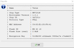 Screenshot displaying information about the BK7231N chip.