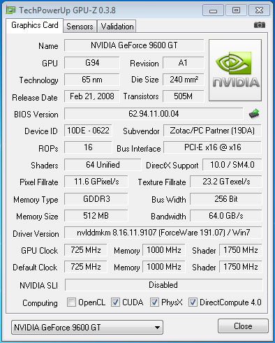 Problem z OC e5200 9600GT