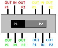 Schemat stereo na 5.1, przełącznik 4P2T 12pin. Schemat stereo na 5.1, przełącznik 4P2T 12pin.