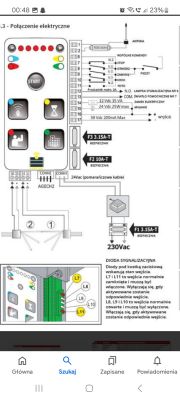 Schemat połączenia elektrycznego centrali bramy Easyway 210 z oznaczeniami.
