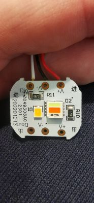 Module with LED and WS2814A Chip Electronic module with LED setup and markings.