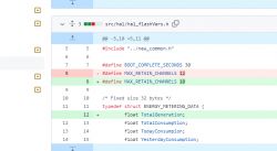 Screenshot of comparison changes in the file src/hal/hal_flashVars.h.