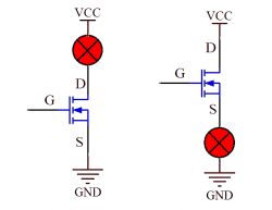 NMOS as Top and Bottom Lamp Diagrams Diagrams showing NMOS used as top and bottom lamp in circuits.