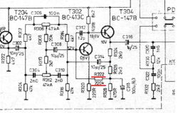 Fragment schematu elektronicznego z zaznaczonym rezystorem R322.