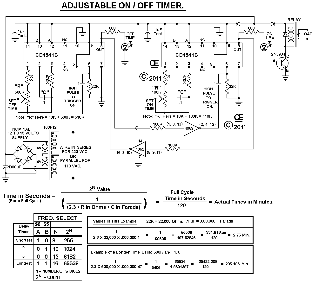 Cd4541 схема включения