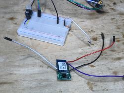 Wires connected to the WB3S module on a breadboard.