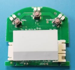 Circuit board with buttons and LCD backlight.