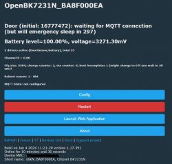 Device Configuration on OpenBK7231N Platform Device configuration panel with BK7231N module