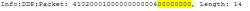 Screenshot showing DDP packet data with highlighted segment 00000000.
