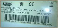 Hotpoint Ariston 149/B H EU - Ustalenie daty produkcji