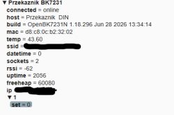 [OpenBeken BK7231N] Jak ustawić piny 24 i 26 w MQTT, by Home Assistant widział stan?