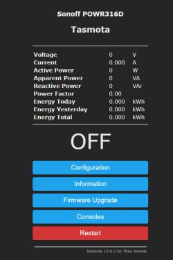 Sonoff POWR316D user interface with Tasmota