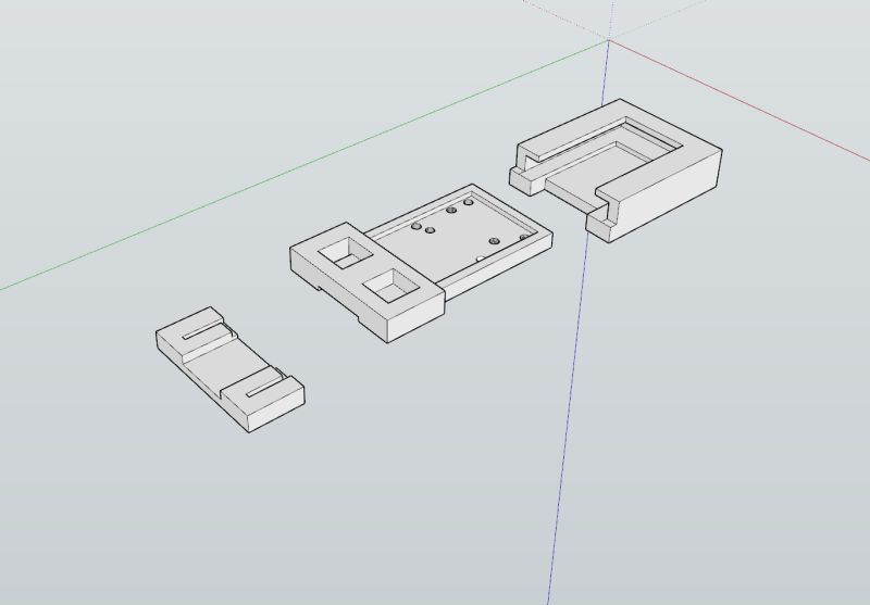 3D view of three-part adapter for programming WBR3 Wi-Fi module
