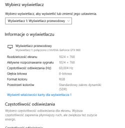 Zrzut ekranu przedstawiający ustawienia wyświetlacza z rozdzielczością 1024x768.