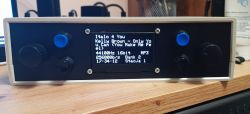 Prototype Radio with OLED Display Prototype of an internet radio with an OLED display on a desk.