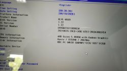 Ekran BIOS z informacjami o laptopie i listą Bootable Device: USB, HDD, PXE.