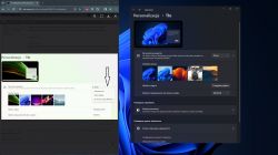 Dwa okna ustawień personalizacji tła w systemie Windows.