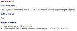 LINDE H40T - błąd T345: brak jazdy przód/tył, podnoszenie i opuszczanie działa