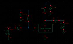 Schematic of a circuit with a single transistor.