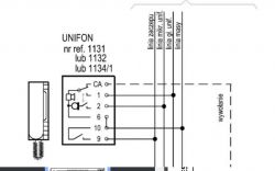Schemat połączeń domofonu Unifon, modele nr ref. 1131, 1132 lub 1134/1.