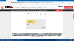 Strona produktu z regulatorem temperatury Salus 091FLV2 z wyświetlaczem.