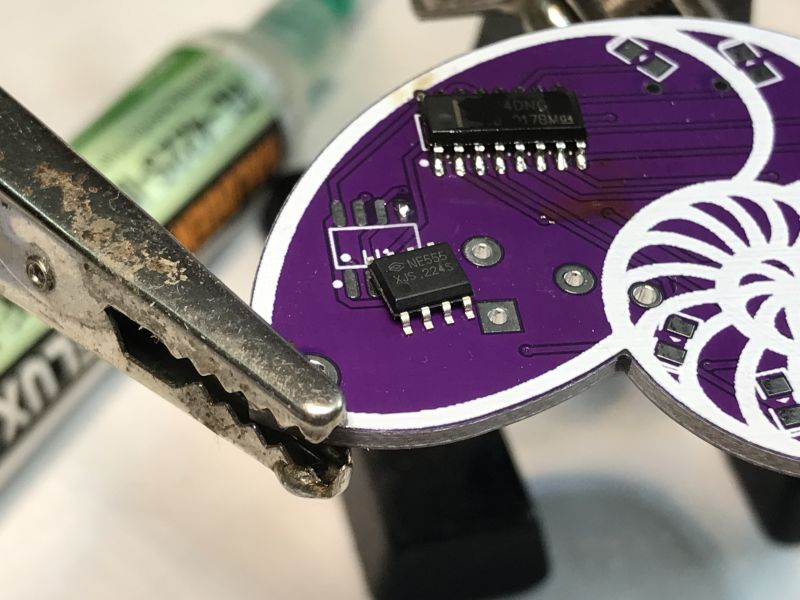 DIY Printed Circuit Board with SMD Components Printed circuit board with SMD components and NE555 chip