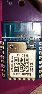 Close-up of CB3S module with TY CB3S marking and QR code visible.