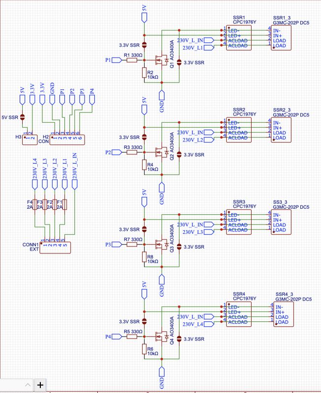Schematic of the SSR relay board circuit