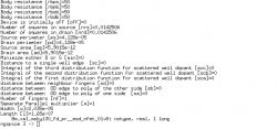 Screenshot of text containing MOSFET design parameters for a low-noise amplifier circuit.