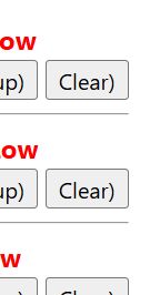 “Clear)” button next to red text “ow”, part of a user interface