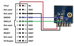 Pinout diagram showing connections between a connector and a module.