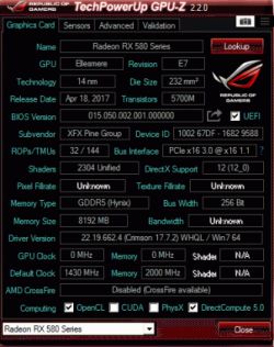 Jaką funkcję pełni sekcja na zdjęciu karty RX 580 po zwarcie wentylatora?