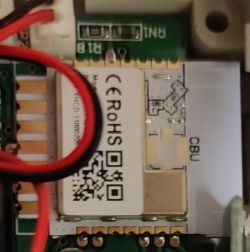 Electronic module with CE and RoHS markings and circuit components.