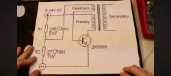 Schemat elektryczny układu z tranzystorem 2N3055.