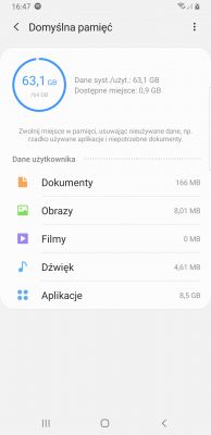 Pamięć wciąż pełna po przeniesieniu zdjęć - Samsung S8 Plus