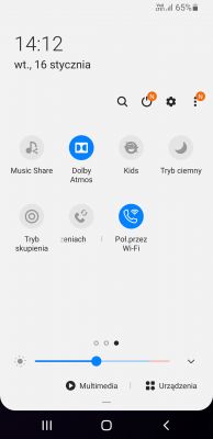Ekran Samsunga S9 z włączoną opcją połączeń przez Wi-Fi