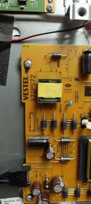 Close-up of VESTEL 17IPS72 power board with visible capacitors and diodes