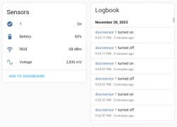 Screenshot of a user interface displaying sensor information and an event log.