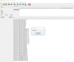Screenshot of NeoProgrammer software with an Import done message and a list of imported SPI NOR/XMC memory chips.