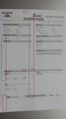 Kyocera 1020D - kresek po czyszczeniu, toner się sypie