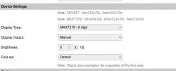 Screenshot of device settings in ESP Easy showing display configuration.