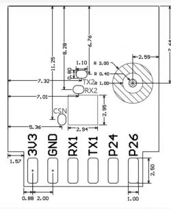 Module schematic with incorrectly labeled 3.3 V and GND pins.